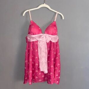 LA NOCHE Pink Hearts Babydoll Nightgown Negligee Medium